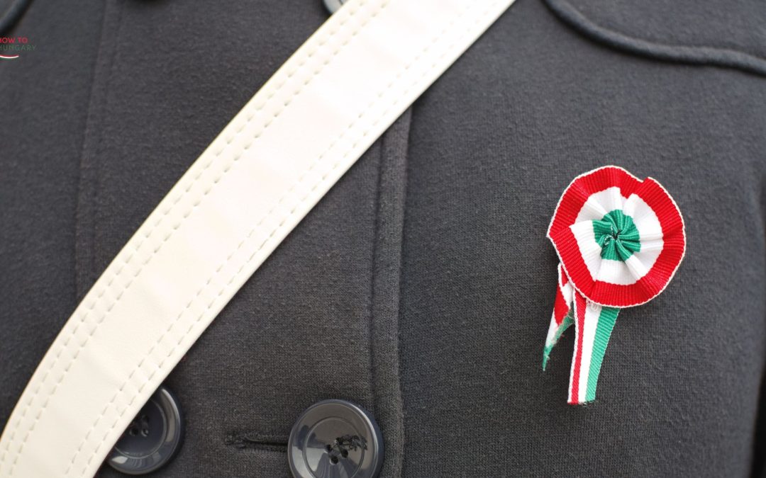 A close-up of a kokárda pinned to a coat—Hungary’s timeless symbol of freedom and national pride, worn each March 15th to honour the 1848 Revolution.