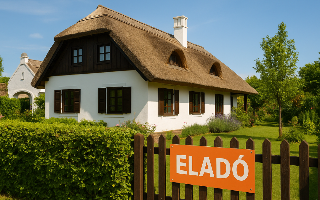 Photo of a Balaton house with an ELADO sign on the front gate.