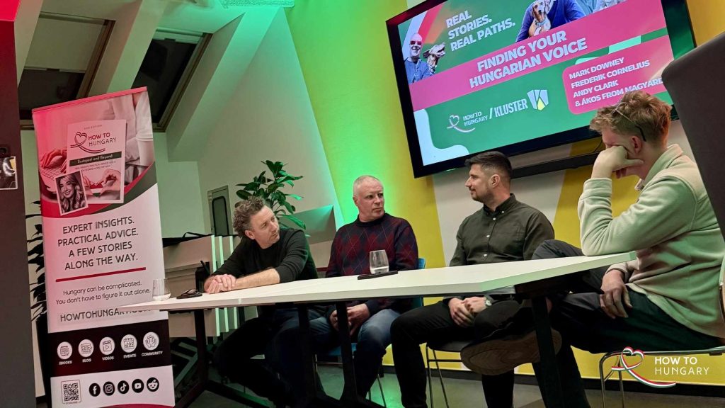 International panel discussing Hungarian language learning at KLUSTER Budapest February 2026