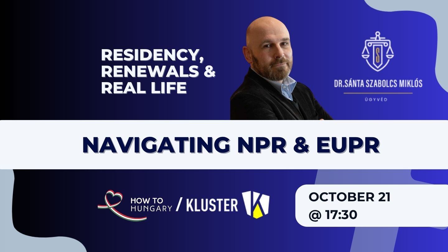 Residency, Renewals and Real Life event at KLUSTER Budapest with Dr. Sánta Szabolcs Miklós