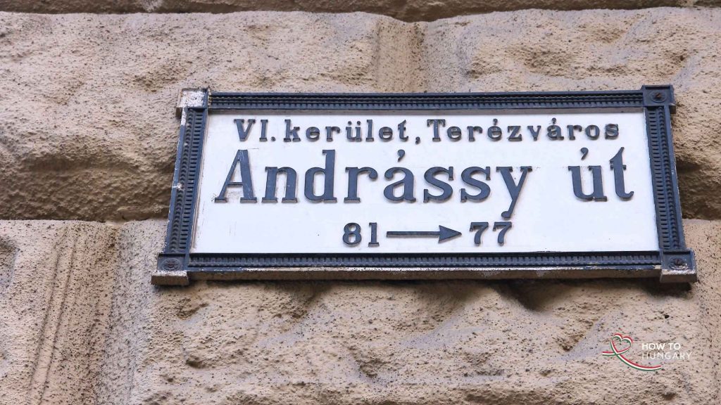 Renting in Budapest: Andrássy út street sign in District VI, Terézváros, a popular area for internationals